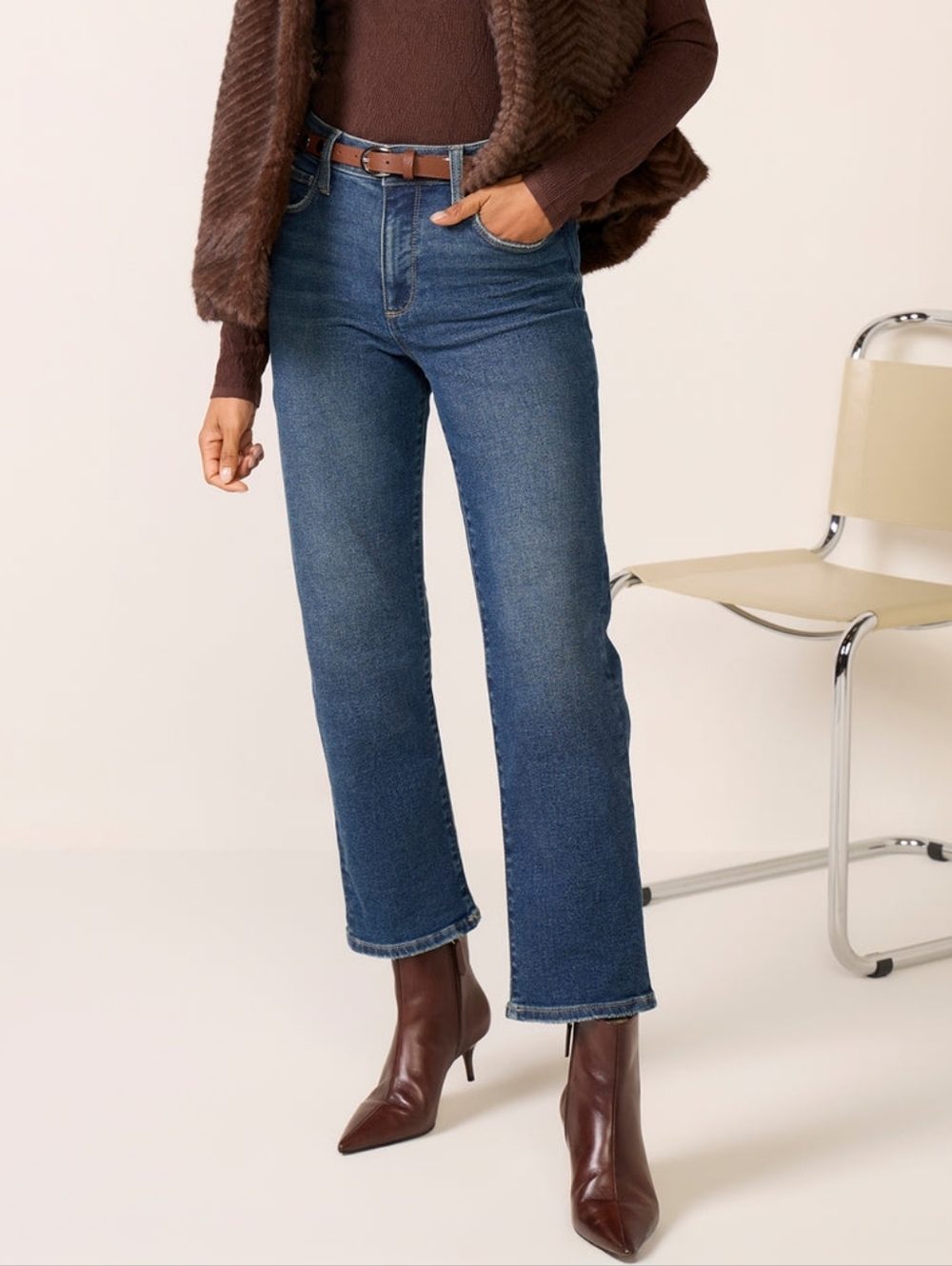 Evereve Ever Straight Ankle Jeans High Rise Stretch Denim Sz 27